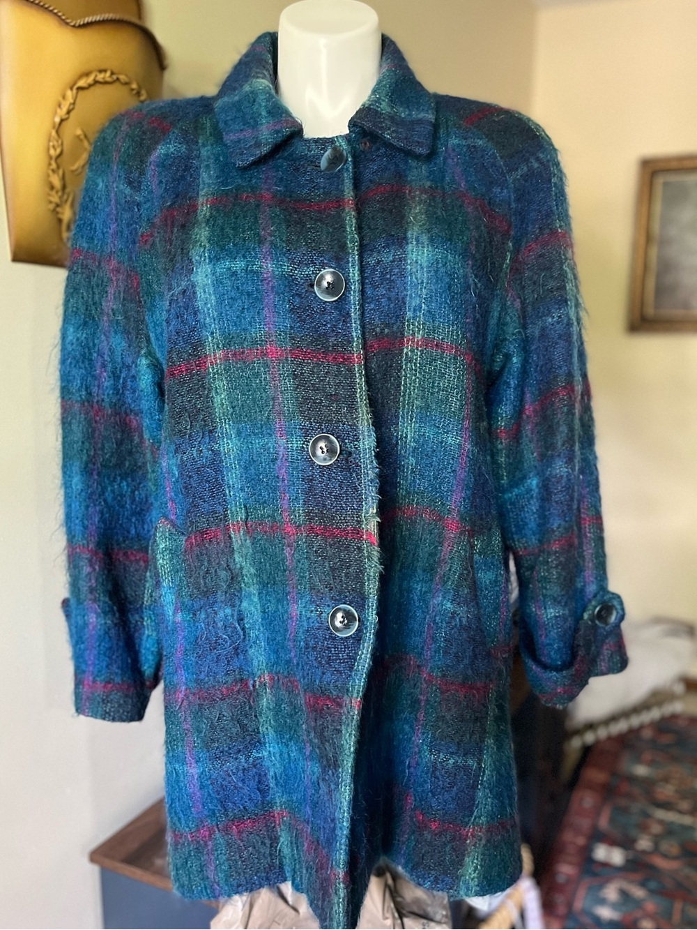 VINTAGE 90s Plaid Coat Woman’s Size 18 Union Label 1990-1995